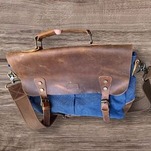 Vaschy leather canvas bag like new !